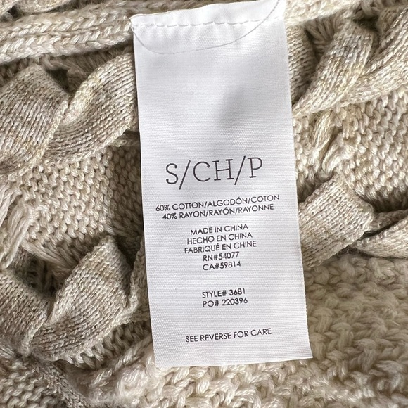 CAbi Slip Stitch Cream Women’s Oversized Knit Sweater, Cotton Blend, Size Small - Picture 11 of 11